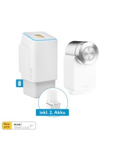 Fingerprint Weiß mit zwei Akkus inkl. Nuki Smart Lock Pro weiß 4. Generation mit Akku Power Pack und Wifi-Modul
