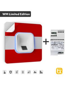 ekey xLine Fingerprintset für Unterputzmontage, Kunststoffrahmen in Weiß inkl. Netzteil und rückstandsfreien WM-Klebefolien