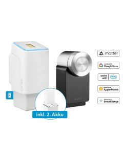Fingerprint Weiß mit zwei Akkus inkl. Nuki Smart Lock Pro schwarz 4. Generation