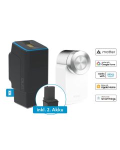 Fingerprint Schwarz mit zwei Akkus inkl. Nuki Smart Lock Pro weiß 4. Generation