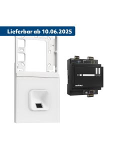 ekey xLine Fingerprintset Unterputzmontage, Loxone Montagerahmen 2-fach Silber