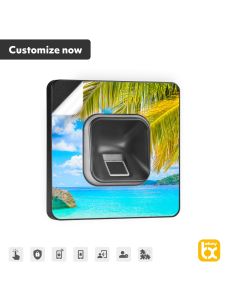 ekey xLine fingerprint set for flush mounting, Plastic frame in black incl. customized adhesive foil