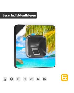 ekey xLine Fingerprintset für Unterputzmontage, Kunststoffrahmen in Schwarz inkl. individualisierter Klebefolie